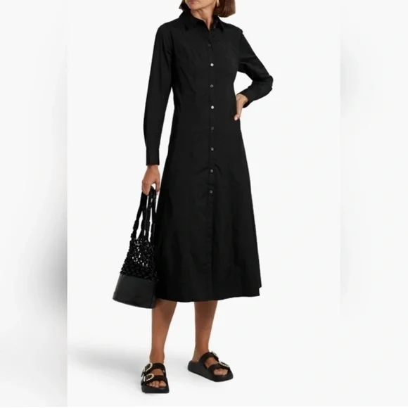 Veronica Beard Goldie Midi Shirtdress in Black Size 4 NWOT - Picture 2 of 8